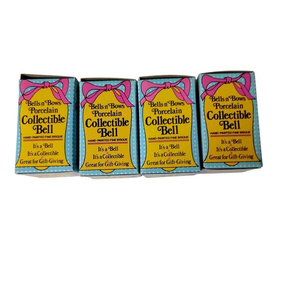 π Vintage Porcelain Bells ππ¦π» Hand Painted Set of 4 - Picture 5 of 15